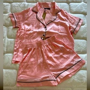 Nasty Gal Pajama satin Shirt and Shorts set